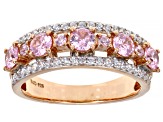 Pre-Owned Pink And White Cubic Zirconia 18k Rose Gold Over Sterling Silver Ring 2.25ctw