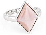 Pre-Owned Pink South Sea Mother-of-Pearl Rhodium Over Sterling Silver Ring