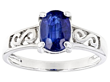 Picture of Pre-Owned Blue Kyanite Rhodium Over Sterling Silver Ring 1.45ct