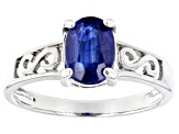 Pre-Owned Blue Kyanite Rhodium Over Sterling Silver Ring 1.45ct