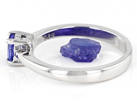 Pre-Owned Blue Tanzanite Rhodium Over Sterling Silver Ring Box Set 0.40ctw