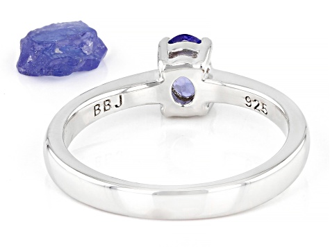 Pre-Owned Blue Tanzanite Rhodium Over Sterling Silver Ring Box Set 0.40ctw