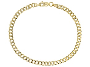 Pre-Owned 10K Yellow Gold Faceted Curb 8 Inch Bracelet