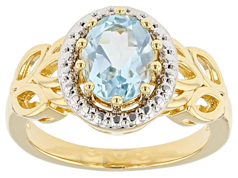 Pre-Owned Sky Blue Topaz 18k Yellow Gold Over Bronze Ring 2.13ct