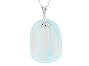 Pre-Owned Blue Mother-Of Pearl Rhodium Over Sterling Silver Pendant With Chain