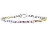 Pre-Owned Multi Color, Cubic Zirconia Rhodium Over Sterling Silver Tennis Bracelet 25.42ctw