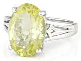 Pre-Owned Green Gold Quartz Rhodium Over Sterling Silver Solitaire Ring 4.51ct