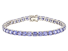 Pre-Owned Blue Cubic Zirconia Platinum Over Sterling Silver Bracelet