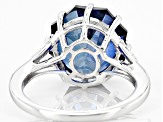 Pre-Owned Blue Lab Created Sapphire With White Zircon Rhodium Over Sterling Silver Ring 6.87ctw