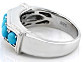Pre-Owned Blue Sleeping Beauty Turquoise Rhodium Over Sterling Silver Men's Ring