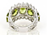 Pre-Owned Green Peridot Rhodium Over Sterling Silver Ring 12.00ctw
