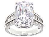 Pre-Owned White Cubic Zirconia Rhodium Over Sterling Silver Ring 12.72ctw