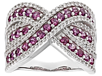Picture of Pre-Owned Magenta Rhodolite Rhodium Over Silver Ring 2.14ctw