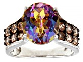 Pre-Owned Multicolor Quartz Rhodium Over Sterling Silver Ring 4.78ctw
