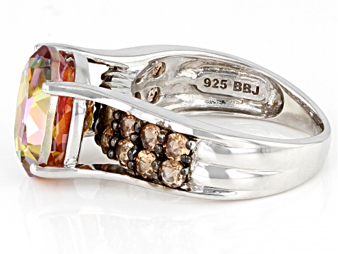 Pre-Owned Multicolor Quartz Rhodium Over Sterling Silver