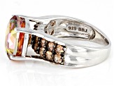 Pre-Owned Multicolor Quartz Rhodium Over Sterling Silver Ring 4.78ctw