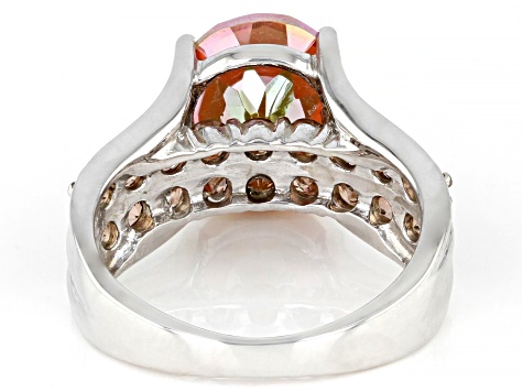 Pre-Owned Multicolor Quartz Rhodium Over Sterling Silver Ring 4.78ctw