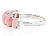 Pre-Owned Oval Pink Opal Rhodium Over Sterling Silver 5-Stone Ring
