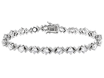 Picture of Pre-Owned White Cubic Zirconia Rhodium Over Sterling Silver Tennis Bracelet 20.80ctw