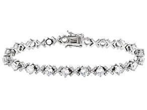 Pre-Owned White Cubic Zirconia Rhodium Over Sterling Silver Tennis Bracelet 20.80ctw