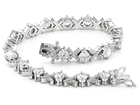 Pre-Owned White Cubic Zirconia Rhodium Over Sterling Silver Tennis Bracelet 20.80ctw