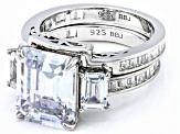 Pre-Owned White Cubic Zirconia Rhodium Over Sterling Silver Ring Set 14.30ctw