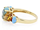 Pre-Owned Orange Spiny Oyster 18k Yellow Gold Over Sterling Silver Ring