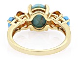 Pre-Owned Orange Spiny Oyster 18k Yellow Gold Over Sterling Silver Ring