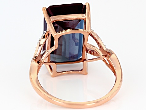 Pre-Owned Color Change Lab Created Alexandrite 14k Rose Gold Ring 8.16ctw