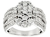 Pre-Owned White Diamond Rhodium Over Sterling Silver Cluster Ring 1.00ctw