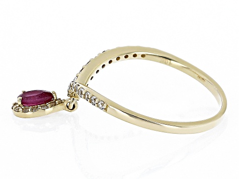 Pre-Owned Red Mahaleo(R) Ruby 10k Yellow Gold Charm Ring 0.58ctw