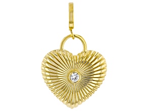 Pre-Owned White Zircon 18k Yellow Gold Over Silver Heart Charm 1.00ct