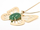 Pre-Owned Artisan Collection of Brazil™ Aventurine Gold Tone Over Brass Butterfly Necklace
