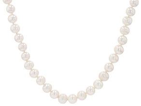 Pre-Owned White Cultured Freshwater Pearl Rhodium Over Sterling Silver 36 Inch Strand Necklace
