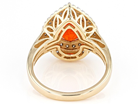 Pre-Owned Orange Mexican Fire Opal 14k Yellow Gold Ring 1.68ctw