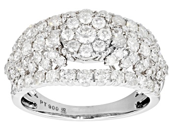 Picture of Pre-Owned White Diamond 900 Platinum Cluster Ring 2.00ctw