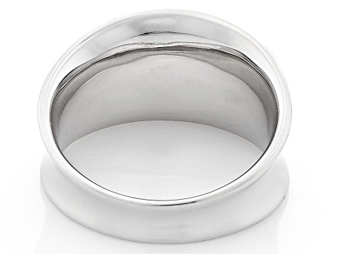 Pre-Owned Rhodium Over Sterling Silver Graduated Concave Band Ring