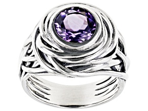 Pre-Owned Amethyst Sterling Silver Textured Ring 1.80ct