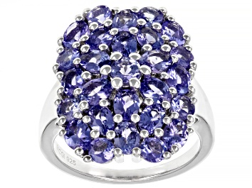 Picture of Pre-Owned Blue Tanzanite Rhodium Over Sterling Silver Ring 3.78ctw