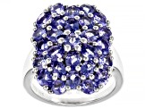 Pre-Owned Blue Tanzanite Rhodium Over Sterling Silver Ring 3.78ctw