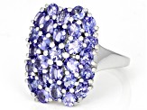 Pre-Owned Blue Tanzanite Rhodium Over Sterling Silver Ring 3.78ctw