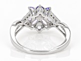 Pre-Owned Blue Tanzanite With Zircon Rhodium Over Sterling Silver Ring 0.95ctw