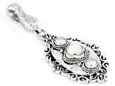 Pre-Owned White Mother-of-Pearl & Cultured Freshwater Pearl Silver Enhancer Pendant