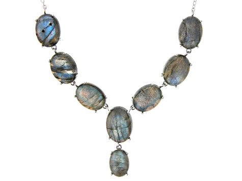 Pre-Owned Gray Labradorite Sterling Silver Necklace