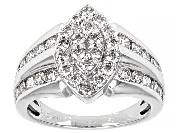 Picture of Pre-Owned White Diamond 950 Platinum Cluster Ring 1.25ctw