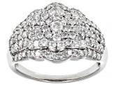 Pre-Owned White Diamond Platinum Cluster Ring 1.27ctw