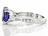 Pre-Owned Blue And White Cubic Zirconia Platinum Over Sterling Silver Ring 8.85ctw