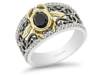 Picture of Pre-Owned Enchanted Disney Villains Jafar Ring Onyx & Diamond Rhodium & 14k Yellow Gold Over Silver