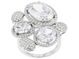 Pre-Owned White Cubic Zirconia Rhodium Over Sterling Silver Ring 19.14ctw