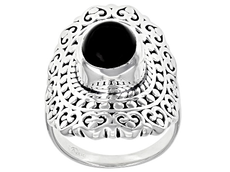 Pre-Owned Black Onyx Sterling Silver Ring - P5489 | JTV.com